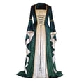 thumbnail image 2 of Gothic Velvet Costume, Halloween Cosplay Dress, Lace Up Bell Sleeve Dress, Womens Renaissance Medieval Costume Dress Lace Up Irish Over Long Dresses Cosplay Retro Gown, Green 5XL, 2 of 4