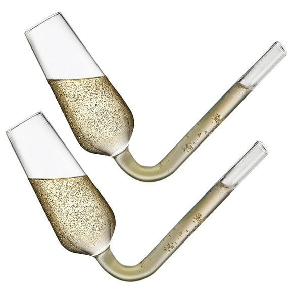 Godinger Champagne Flutes Guzzler Glasses, Champagne Glasses, Champagne Flute Shooters, The Champagne Glass to Chug Champagne, White Elephant Gifts - Set of 2