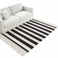 thumbnail image 4 of Black Striped Washable Area Rug 3'x5', Modern Farmhouse Black White Stripes Woven Cotton Tassels Kitchen Rugs, Non Slip Indoor Door Mat Throw Carpet for Entryway Living Room Nursery Laundry Room, 4 of 9