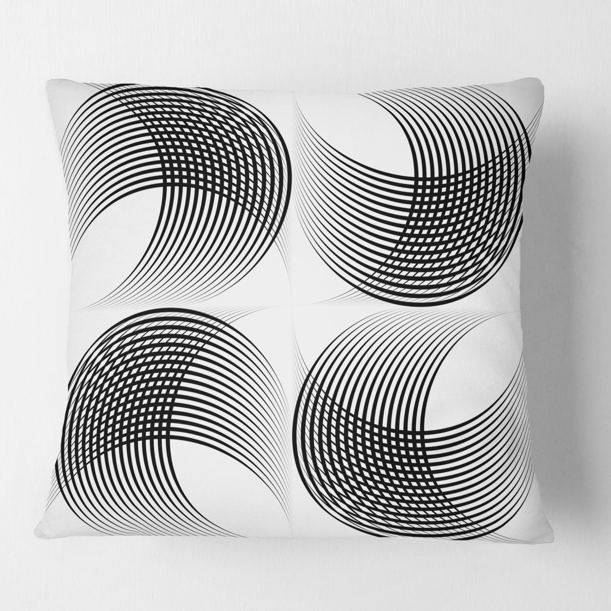 Designart Monochrome Geometric Pattern IX' Mid-Century Modern Throw Pillow - 18x18