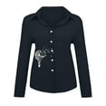 thumbnail image 4 of Fesfesfes Women's Loose Buttons Blouse Printing Lapel Long Sleeves T-shirts Blouse Tops, 4 of 5