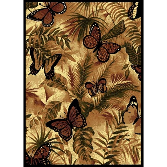 Designer Home Epoch Area Rug 910-01330 Butterfly Jungle Black 5' 3" x 7' 2" Rectangle