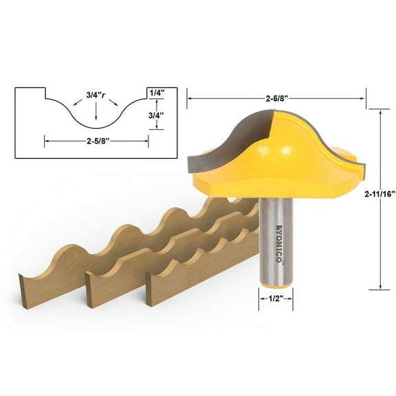 Yonico Deep Ogee Groove Router Bit - Medium - 1/2" Shank - Yonico 18138