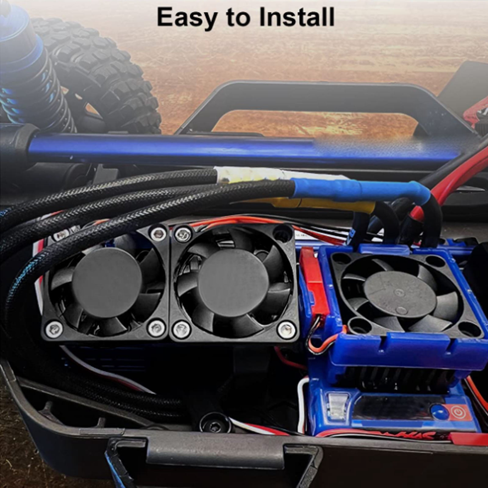 VXL-3s ESC Ventilateur de refroidissement et moteur double ventilateur compatible avec Traxxas Slash 4x4, Stampede 4x4, Rustler 4x4, tuyaux 4x4