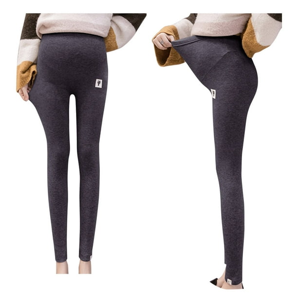 1pc Solid Color Thickened And Fleece-lined Maternity Footed