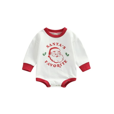 

Christmas Baby Boy Girl Clothes Santa Claus Romper Sweatshirt Onesie Crewneck Oversized Long Sleeve Bodysuit Outfit