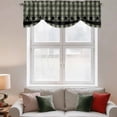 thumbnail image 2 of Sage Green Black Plaid Tie Up Valance Curtains for Windows, Kitchen Curtains Window Treatments, Vintage Star Buffalo Check Rustic Short Window Shades Valances for Bedroom Bathroom Cafe 42"x18", 2 of 8