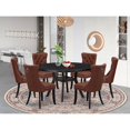 thumbnail image 7 of Luxe by East West Furniture 7 Piece Dining Table Set Contains 54" Round Table In Burgandy Color, 7 of 7