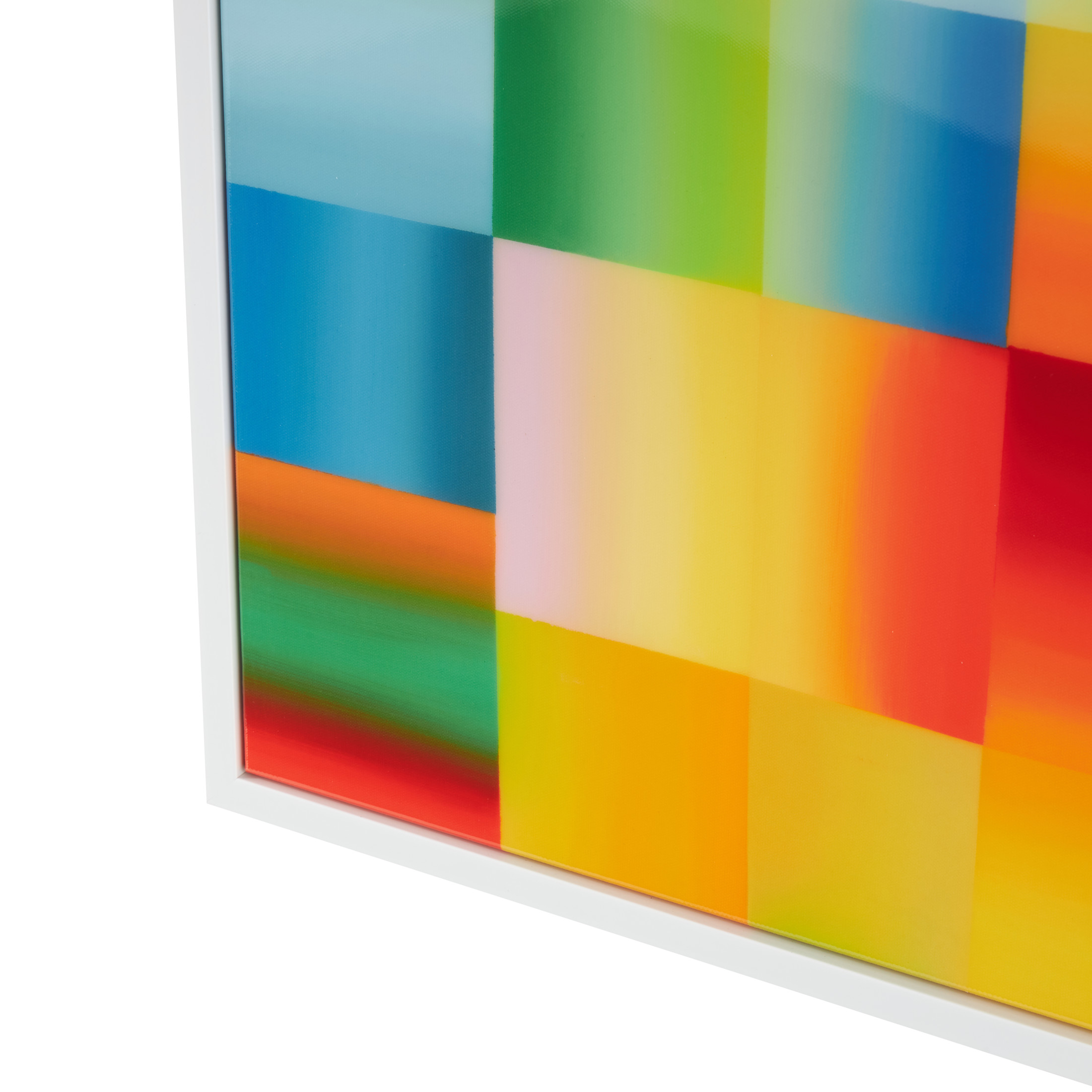 33" x 41" Ombre Square Pop Art Geometric Framed Wall Art with White Frame, by DecMode
