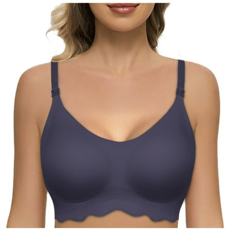 Zshosam Women s Thin Bra Without Underwire Soft Bustier Seamless Bra Without Underwire With Additional Bra Extension(Blue M)