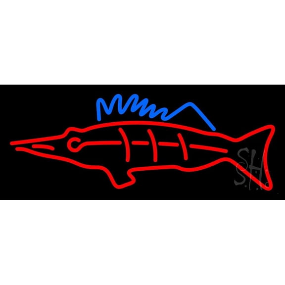 Red Fish 1 LED Neon Sign 13" Tall x 32" Wide - inches Black Square Cut Acrylic Backing, with Dimmer - Premium built indoor Sign for Club, Home décor, Event, Workshop, Storefront.