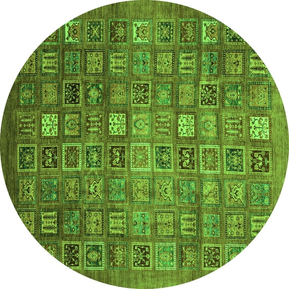 Ahgly Company Indoor Round Abstract Green Modern Area Rugs, 6' Round