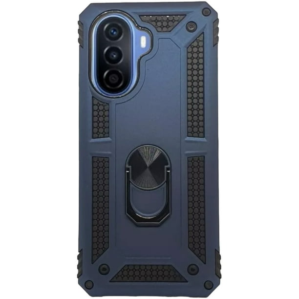 Funda Uso Rudo Con Anillo Magnético Para Huawei Nova Y70 Azul Marino Más 2 Micas De Cristal Cely Vesmir