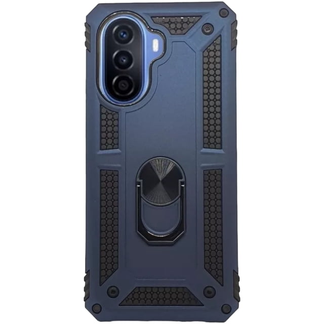 Funda Uso Rudo Con Anillo Magnético Para Huawei Nova Y70 Azul Marino Más 2 Micas De Cristal Cely Vesmir