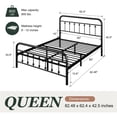 thumbnail image 7 of Amolife Queen Size Metal Platform Bed Frame with Vintage Headboard & 12.6" Under-Bed Storage, Black, 7 of 7