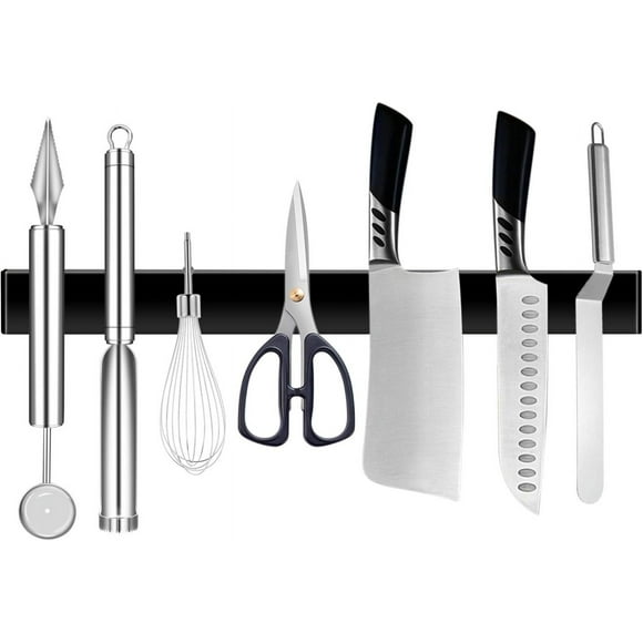 Matte Black Magnetic Knife Strip, High-Quality Stainless Steel Knife Rack, Strong Magnet, Lifetime Durability, For Kitchen And Home Storage, No Drilling Installation, Space-Saving Design (30X1.5X4Cm)
