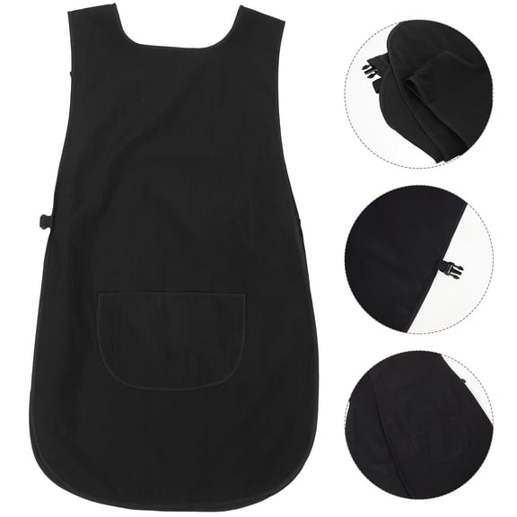 HEANUJJ Barber Vest Apron Black Polyester Salon Work Uniform with Convenient Tool Pocket