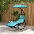 thumbnail image 2 of Outsunny Tanning Chair with Sunshade Roof Chaise Lounge Chair, Turquoise, 2 of 10