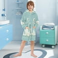thumbnail image 5 of FORMRS Niños Bathrobe Unisex Hooded Robe Soft Plush Pajamas Sleepwear, Size 10-12T, White Cartoon Swan, 5 of 7