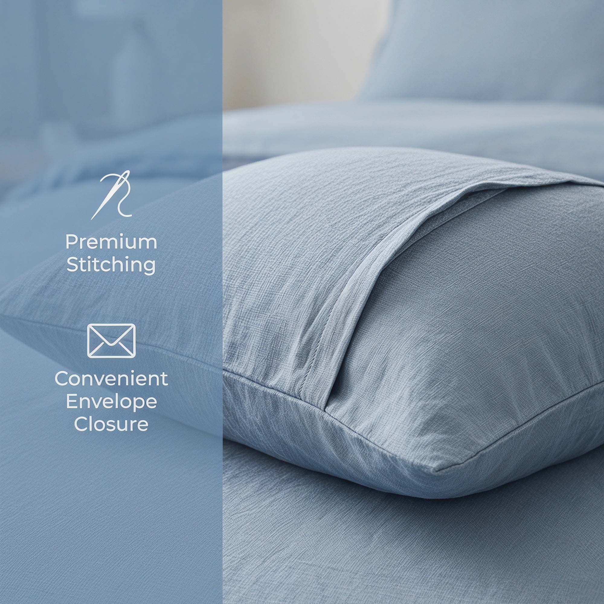 Unique Bargains 2 Pack Cotton Pillowcase Smooth Cooling Pillow Cases Envelope Closure Queen Light blue - pink