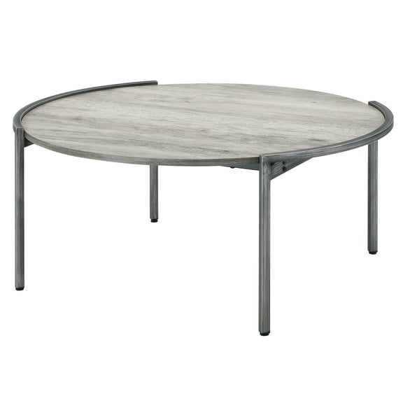 Furniture of America Knott Round Coffee Table, Light Gray