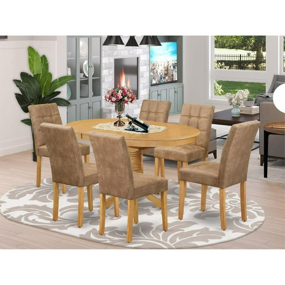 East West Furniture 7 Piece Kitchen Dining Table Set consists A Wood Table