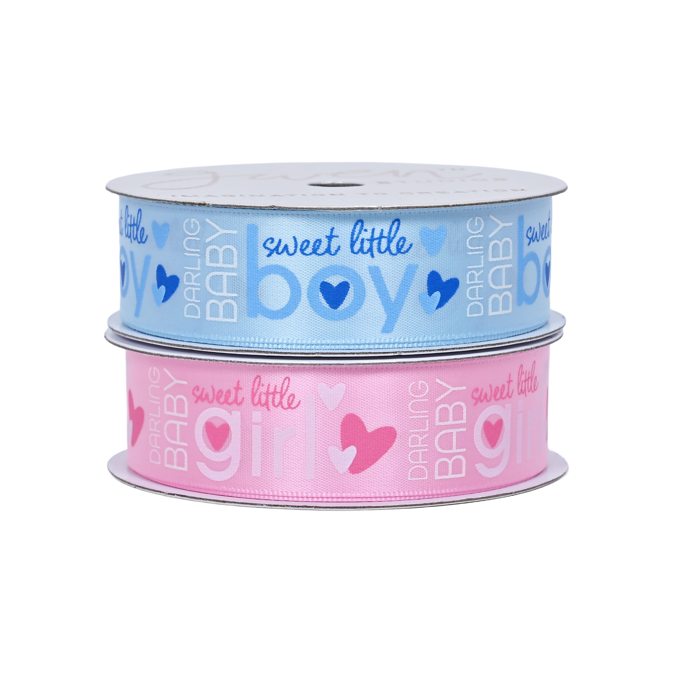 Gwen Studios 7/8" Sweet Little Boy Blue Satin Ribbon, 3 Yards