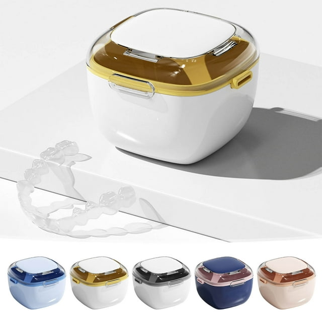Boîte de Rangement Invisible pour Appareil Orthodontique, Portable, Format Voyage, pour Adultes, Support de Rangement Ajustable, PENDANE, Bleu Foncé