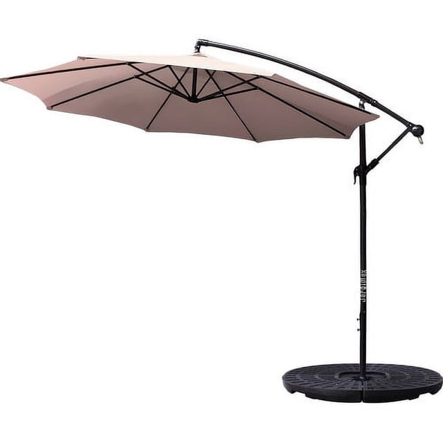 Sombrilla Grande Exterior Jardin 3m Base Contrapeso Beige Jardimex