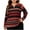 Red, variant on Plus Size Oversized Sweater for Women Striped Tunic Half Zip Long Sleeve Knit Pullover Tops Red XL