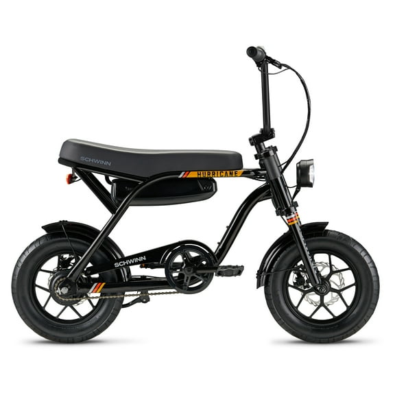 Schwinn Hurricane Compact Electric Bike, 30 Mile Range, 400W Peak Motor, Mechanical Disc Brakes, Ages 13 , 14" Wheels, Black