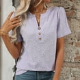 thumbnail image 2 of Ediodpoh Women's V Neck Button Down T Shirt Casual Comfortable Summer Top for Home Outdoor Wear with Jeans Womens T Shirts Light Purple XXL, 2 of 8