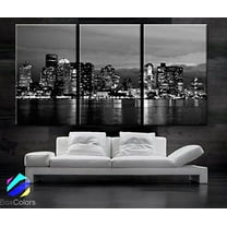 BoxColors - Large 30"x 60" 3 Panels 30"x20" Ea Art Canvas Print Beautiful Boston Downtown Skyline Wall Home Decor Interior (Included Framed 1.5" Depth)