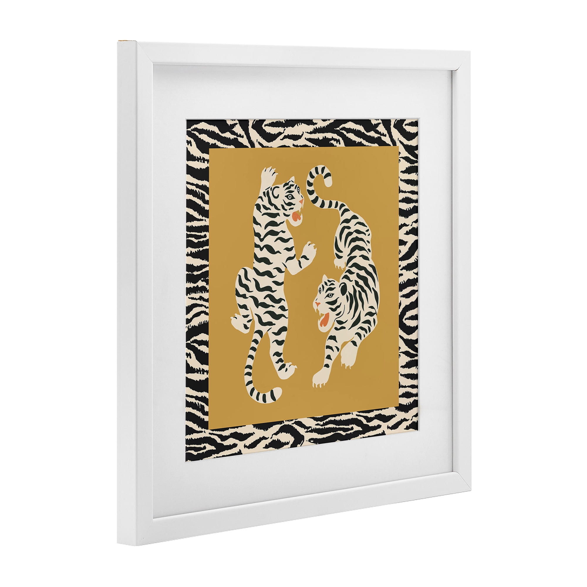 Stupell Industries Boho Twin Tiger Stripes White Framed Print Under Glass, design by Karolina Sato