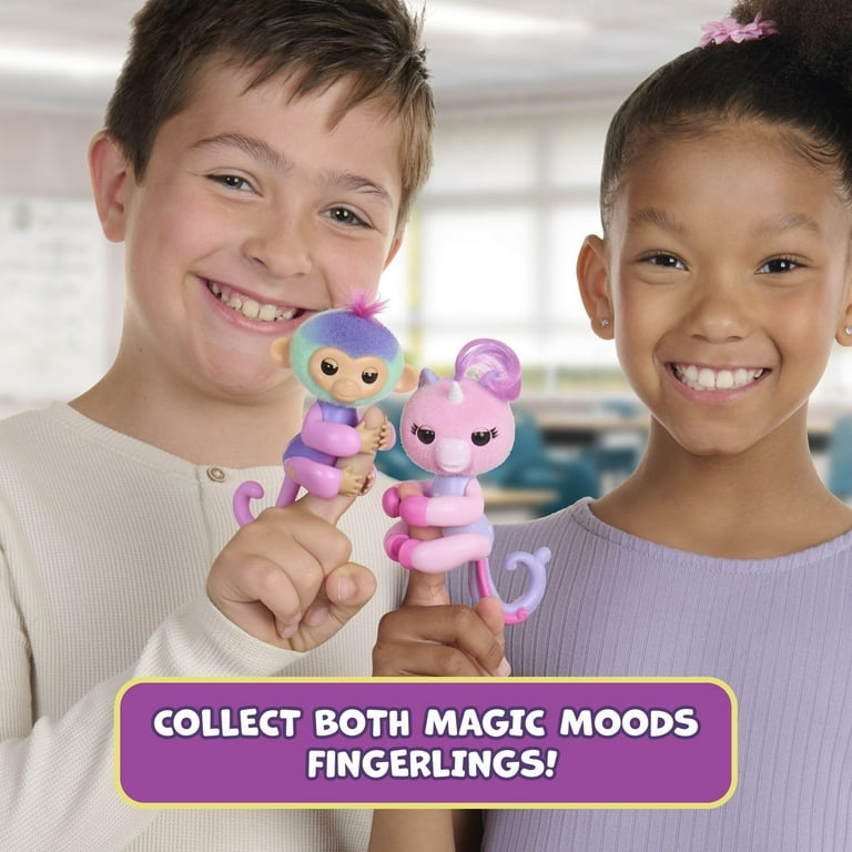 FINGERLINGS - Lulu – interactieve baby eenhoorn – elektronisch pluche dier voor kinderen vanaf 5 jaar – interactief dier dat aan de vinger wordt bevestigd – grappige reacties – 70 geluiden