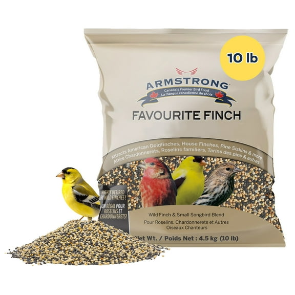 Armstrong Wild Bird Food Favourite Finch Bird Seed Blend, 10 Pounds - with White Millet, Canola, Nyjer and Sunflower Kernel Chips for Finches & Songbirds