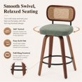 thumbnail image 6 of SESSLIFE Swivel Bar Stools Set of 2, 25.6" Counter Height Barstools with Upholstered Linen, Curved Backrest & Footrest, Mid-Century Modern Kitchen Stools for Kitchen Island, Green, 6 of 8