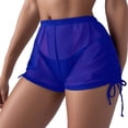 thumbnail image 2 of ZHOGXU Bikini Cover Wraps Mesh Cover Drawstring Women Shorts Ups Side Up For Swimwear Wrap Beach Cover Ruffle Beach Up Pants Swimwears For Beach Pool,Blue,L, 2 of 8