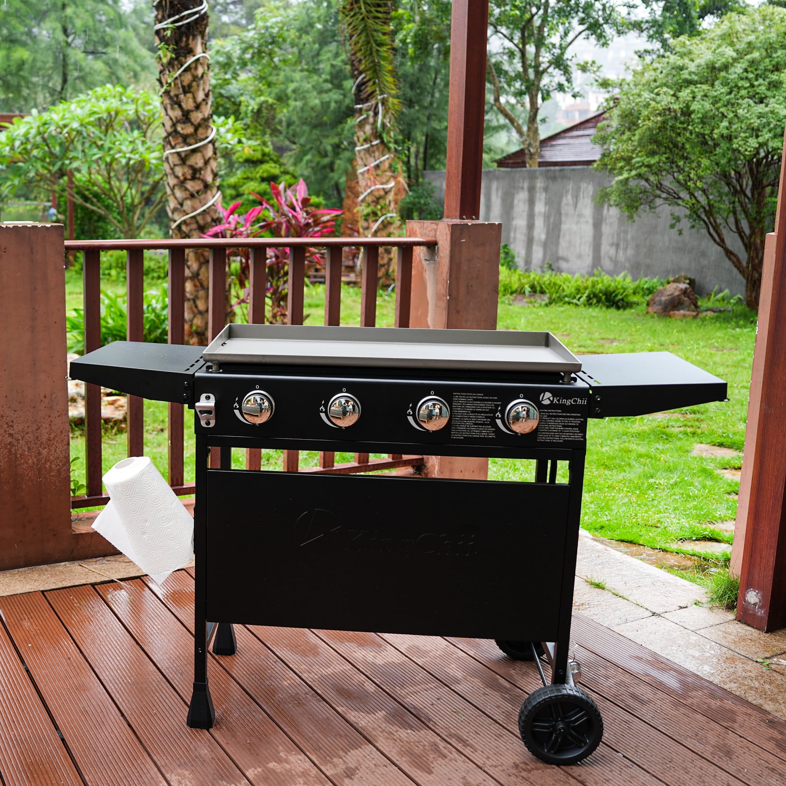 KingChii 4-Burner 30.6" Propane Griddle Outdoor Flat Top Gas Grill Griddle for Camping, Tailgating, BBQ, Backyard & Patio
