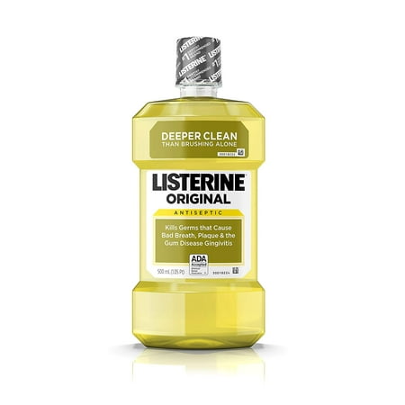 Original Antiseptic Mouthwash 500 mL, Kills germs that cause bad breath, plaque, and gingivitis By