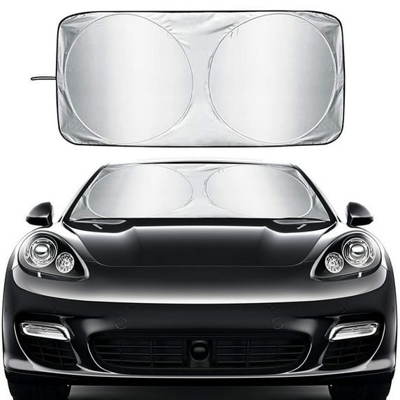 Car Windshield Sun Shade/Cover, Reflective Fabric Foldable Sunshade for UV Rays, Universal Auto Interior Protection for Cars, SUVs, Vans