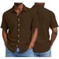 thumbnail image 7 of OGLCCG Men's Cotton Shirts Casual Button Down Short Sleeve Shirt Solid Lapel Collar Summer Beach Shirts with Pocket, 7 of 7