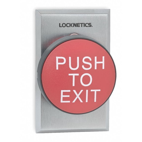 Schlage Electronics 625RD EX 2-3/4 Mushroom Button Single Gang Red PUSH TO EXIT Satin Stainless Steel