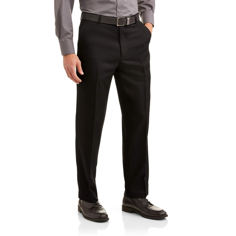 GEORGE - George Big Men's Microfiber Performance Flat Front Dress Pant ...