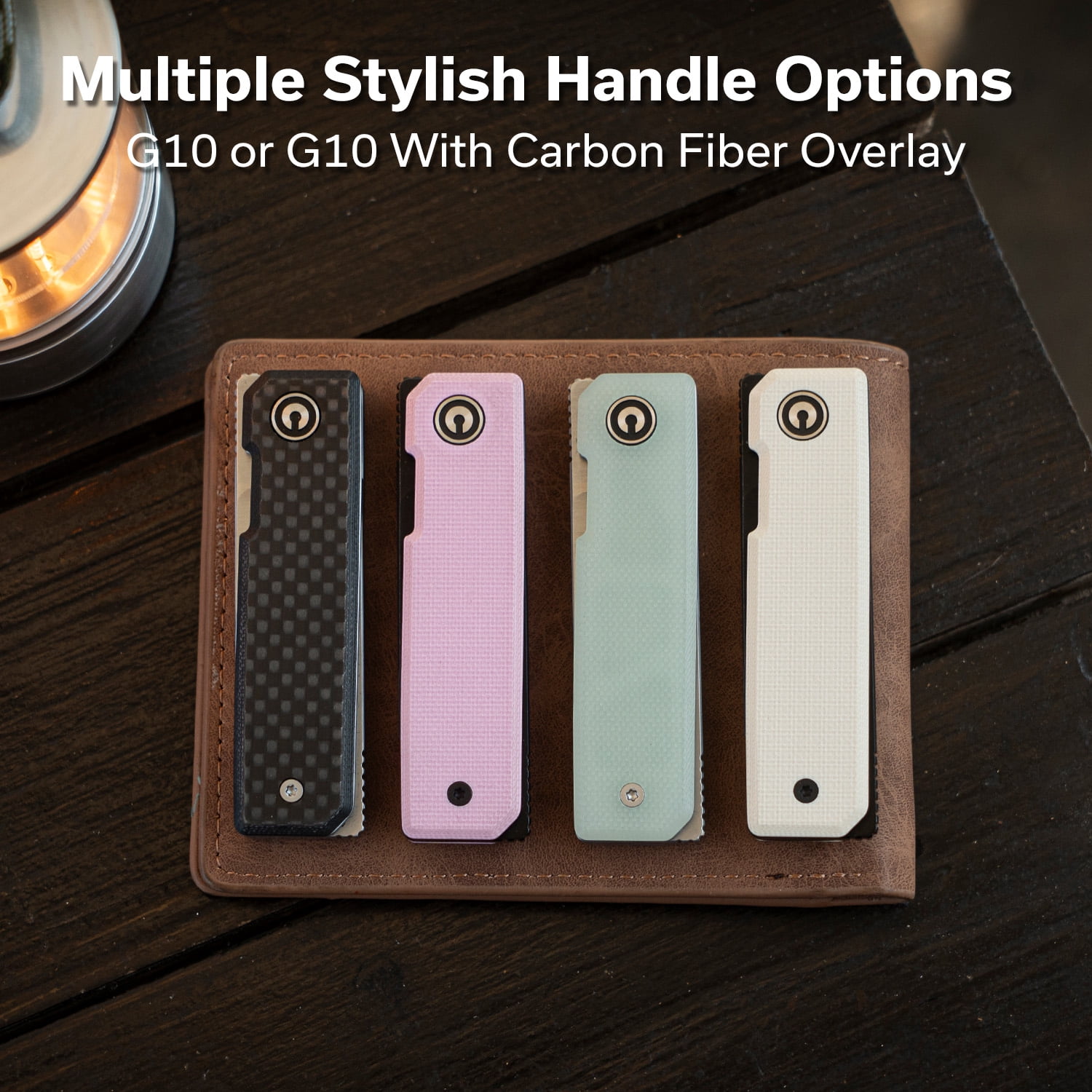 CIVIVI Kukei Small Pocket Knife Folding Knife with 2.02" Satin Finished Nitro-V Blade Natural G10 Handle C25036-2, With 1PC Black Leather Sheath