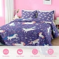 thumbnail image 4 of Quilt Set Full/Queen Size, Cute Purple Unicorn 3 Pcs Soft Bed Cover Bedding Set for Kids and Adults, Happy Cartoon Horse Lightweight Bedspread Coverlet with Pillow Sham for All Season, 4 of 7