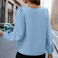 thumbnail image 7 of Olyvenn Stylish Women's Satin Silk Blouse Keyhole Neck Long Sleeve Tops Elegant Casual Office Work Dressy Shirts Pullover Tops Light Blue 16-18, 7 of 7