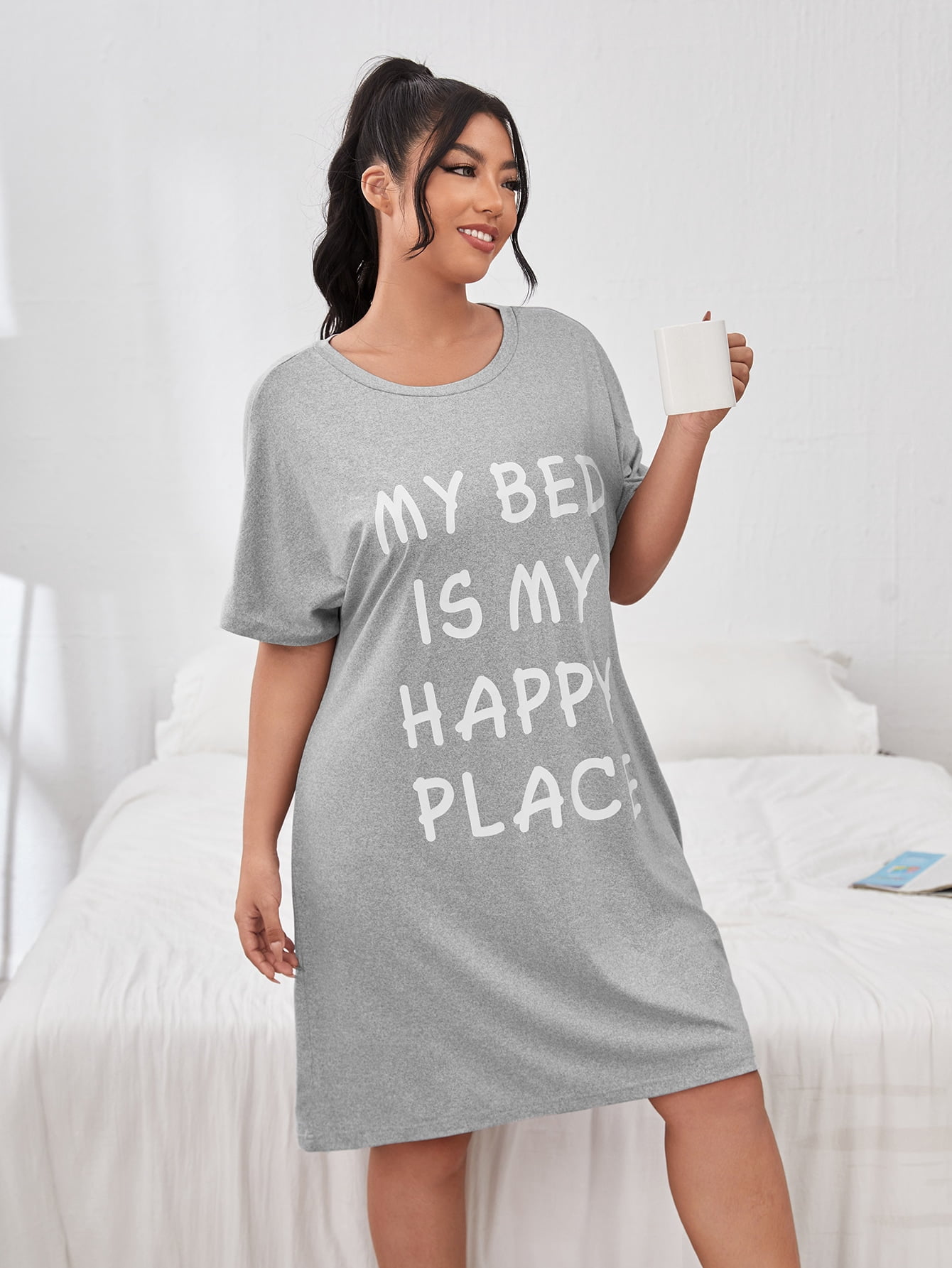 Women's Plus Size Sleep Lounge Slogan 