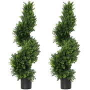 3ft Topiary Trees Artificial Plants Green Spiral Cypress Tree Potted Fake Plant Greenery for Decorative Indoor or Outdoor35inch