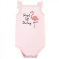 thumbnail image 4 of Little Treasure Baby Girl Cotton Bodysuit, Pant and Shoe 3pc Set, Flamingo, 3-6 Months, 4 of 4